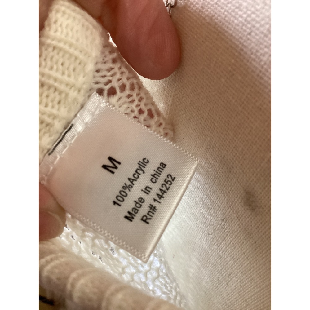Unbranded Cable Knit Tunic Sweater Sz M Cream Textured Back Fan‎ - Picture 4 of 5